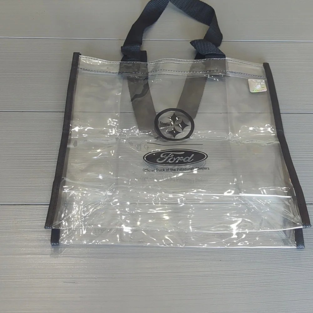 NWOT Pittsburgh Steelers Clear Black Stadium Gameday Tote Bag 12x12x5in